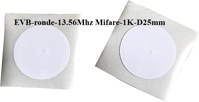 Badge Étiquette ronde 13.56Mhz Mifare 1K  sans autocollant diamètre : 25mm 